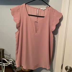 Pink Ruffle Sleeve Top